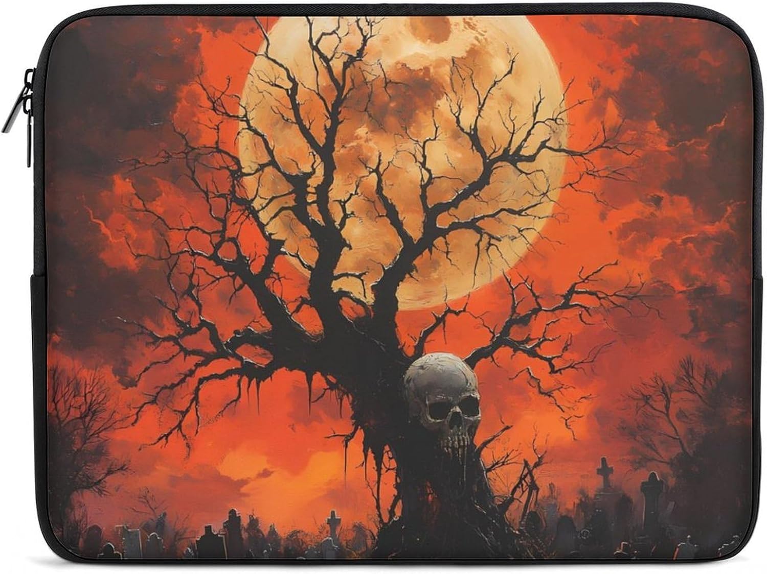 Death Skull Tree Moon Tombstone Funny Laptop Sleeve Case Lightweight Computer Carrying Bag Briefcase 10 Inch/12 Inch/ 13 Inch/15 Inch/17 Inch