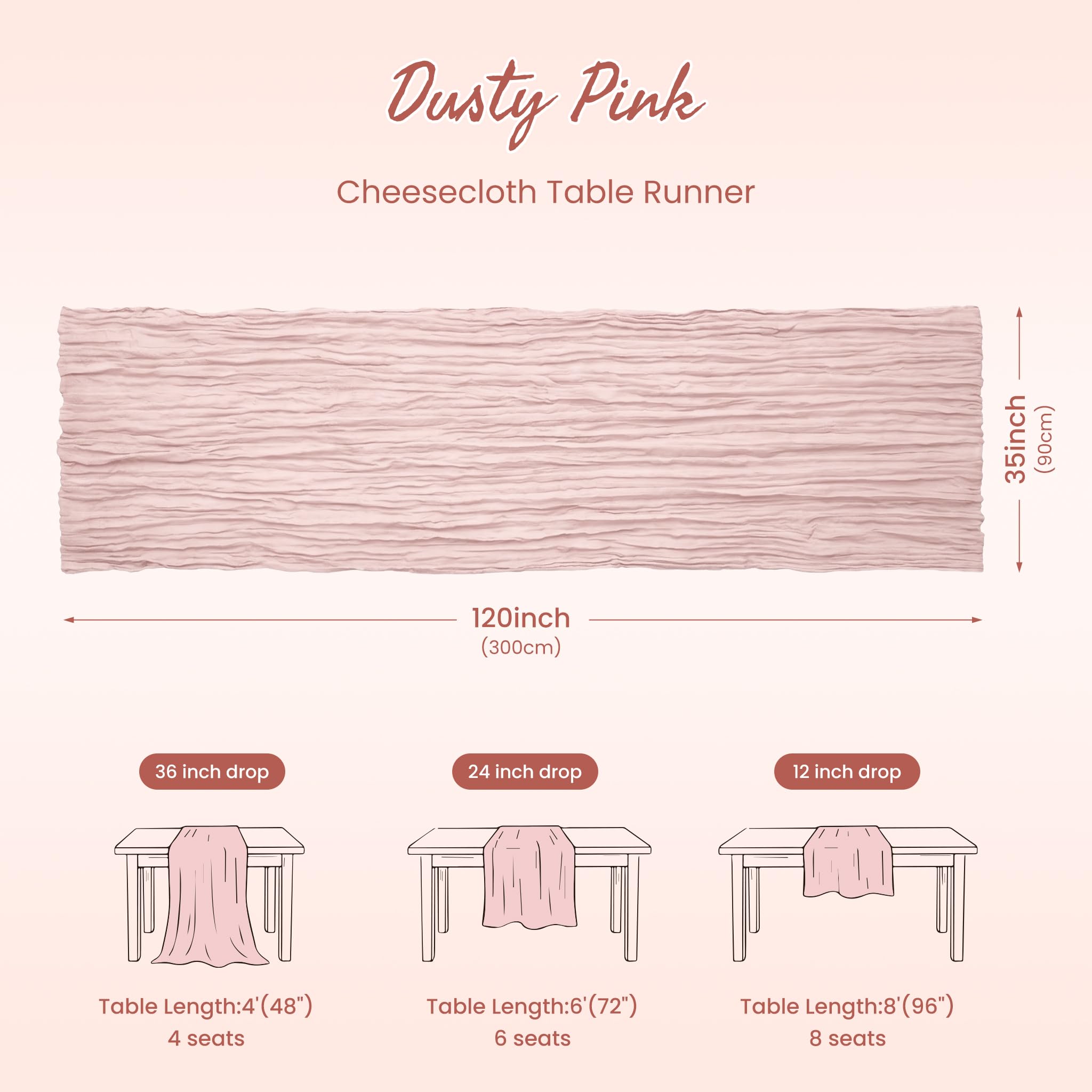 Pink Cheesecloth Table Runners - Fall Party Decor -3