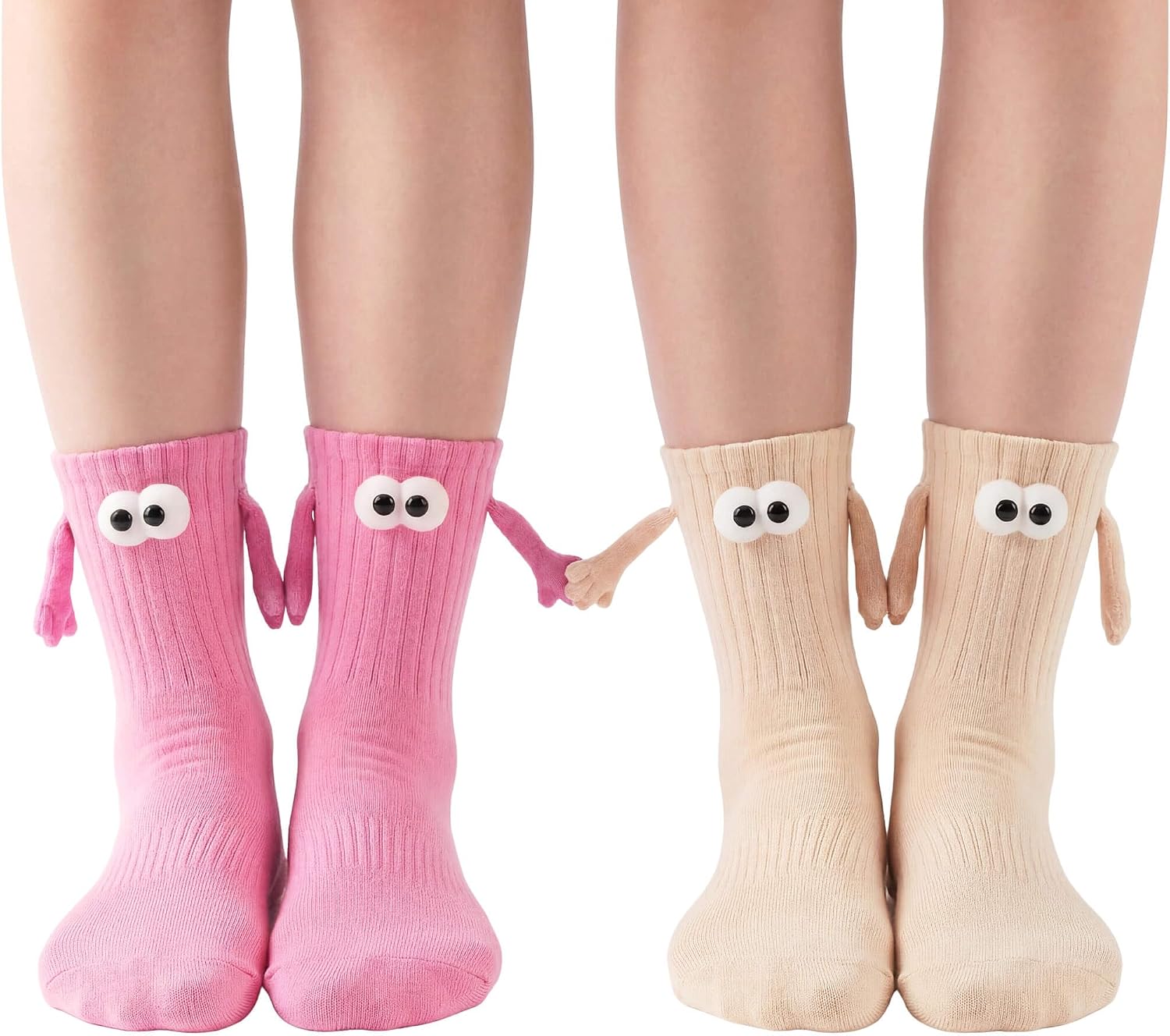 Magnetic Holding Hands Socks, Funny Crazy 3D Doll Cotton Socks, Silly Fun Matching Novelty Gift Couple Friends