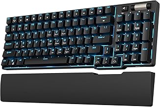 RK96 90% Triple Mode BT5.0/2.4G/USB-C Hot Swappable Mechanical Keyboard with Magnetic Wrist Rest, 96 Keys Wireless Gaming Keyboard with Software, Blue Backlight