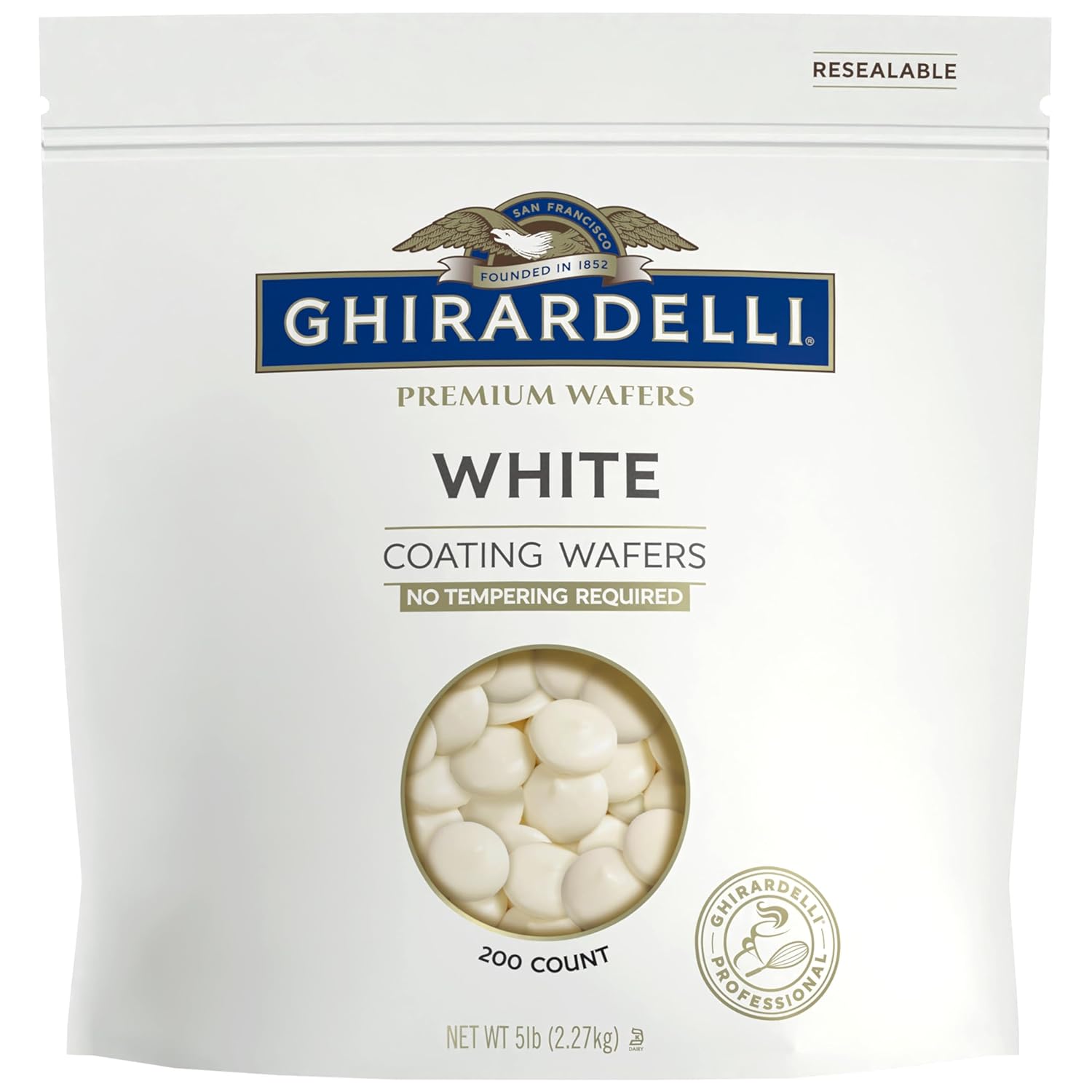 Ghirardelli Premium White Coating Wafers, 5lb Bag