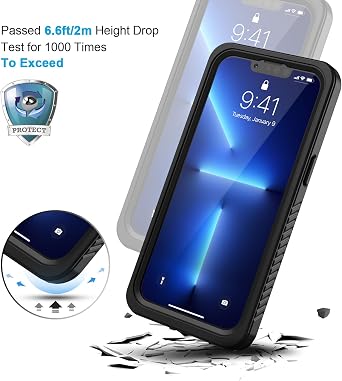 Lanhiem for iPhone 13 Pro Max Case, IP68 Waterproof Dustproof Shockproof Cases with Screen Protector, Full Body Protective Front and Back Cover for iPhone 13 Pro Max - 6.7 inch (Black)