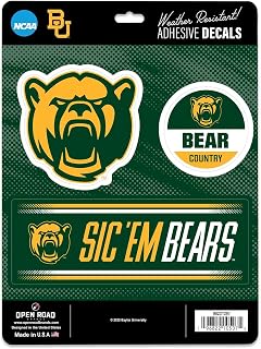 Baylor University Team Spirit Adhesive Vinyl Decals - Fun Set of Baylor Bears Stickers for Car, Window or Laptop