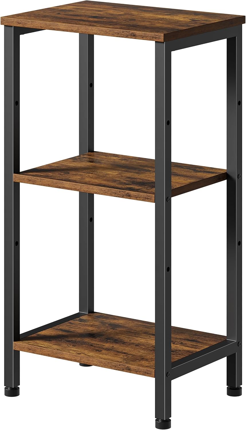 Small Side Table, Tall End Table with Adjustable Shelf, Accent Table Stand for Home Decor, Small Entryway Table, Bedroom Nightstand, Living Room, Office, Rustic Brown 14.8"D x 11"W x 30"H Ordinary Rustic Brown