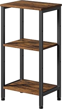 Asgolion Small Side Table, Tall End Table with Adjustable Shelf, Accent Table Stand for Home Decor, Small Entryway Table, Bedroom Nightstand, Living Room, Office, Rustic Brown