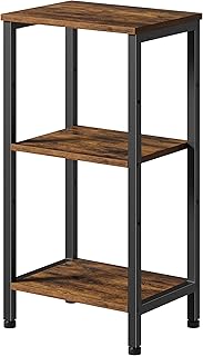 Small Side Table, Tall End Table with Adjustable Shelf, Accent Table Stand for Home Decor, Small Entryway Table, Bedroom Nightstand, Living Room, Office, Rustic Brown