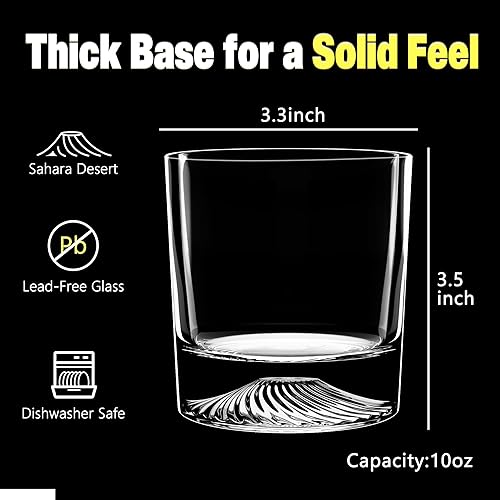 Miniatura 2 de Juego de 2 vasos de whisky de cristal, vasos de 10 onzas para whisky, bourbon, ron y cóctel, regalo premium para hombres, papá o esposo