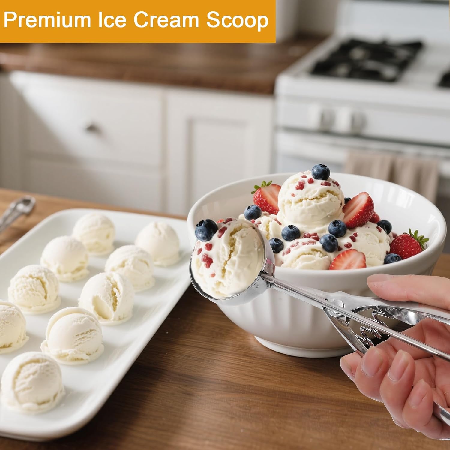 Cookie Scoop Set 3Pcs 18/8 Stainless Steel for Ice Cream & Dough Gift Box