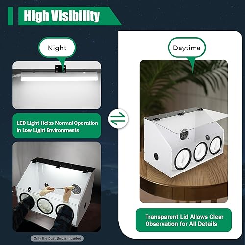 Miniatura 4 de Caja de polvo eléctrica totalmente cerrada para pulir mesa, caja de polvo, cubierta acrílica, con luz LED y ventilador para máquina pulidora (3