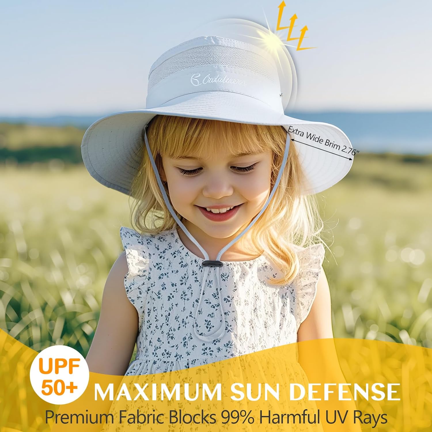 Kids Sun hat for Girls Boys Outdoor Breathable Sun Protection UPF 50+ Cap Wide Brim Summer Beach Bucket hat - Image 3