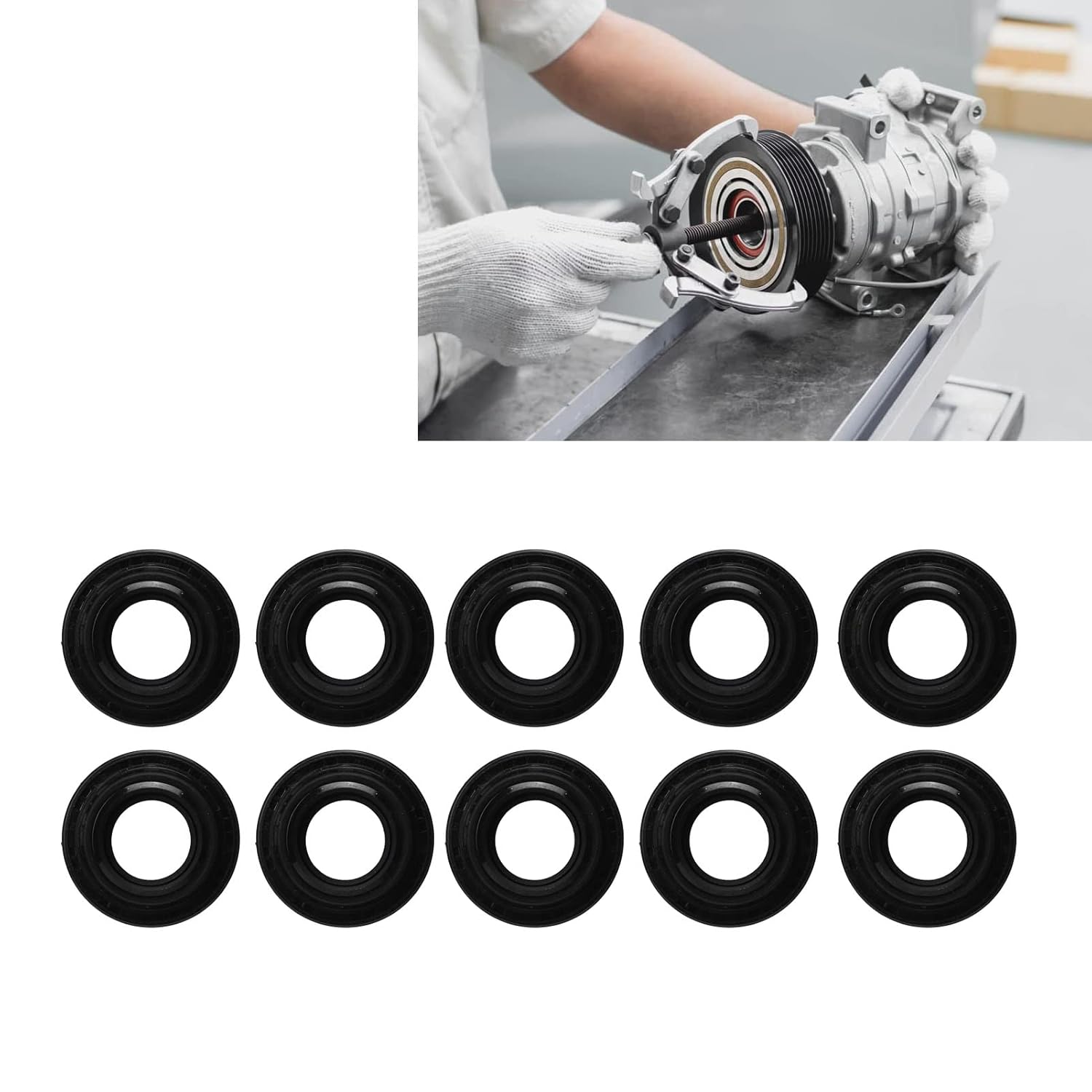 AC Compressor Shaft Seal Kit, Replacement for HCC AC Compressor, 10PCS Rubber Oil Seal Kit with Compact Structure, Professional Manufacturing for Air Conditioning Syste