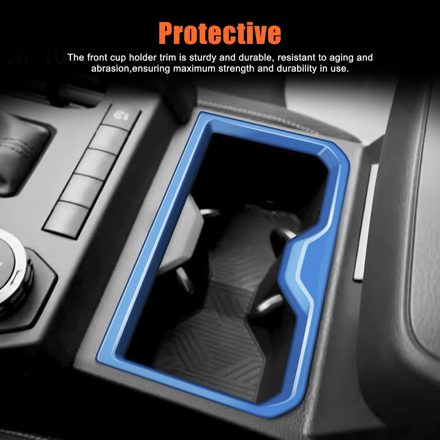 Car ABS Inner Front Row Cup Holder Trim Panel Stickers,Compatible with Toyota Tacoma 2024 2025+,Front Row Cup Holder Protective Panel Stickers Accessories (Blue)