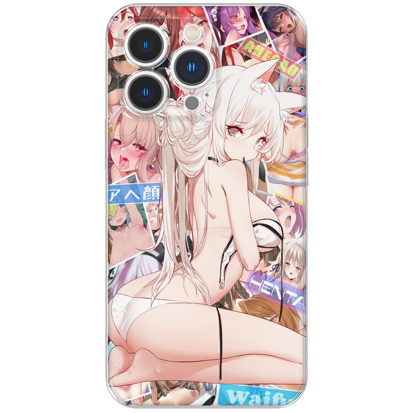 Compatible with iPhone Case-Sexy Fox Ears Girl Clear Soft Transparent Shockproof Protective Slim Thin Bumper Phone Cover for iPhone 13 Pro Max Mini 12 11 Xs Xr X Case