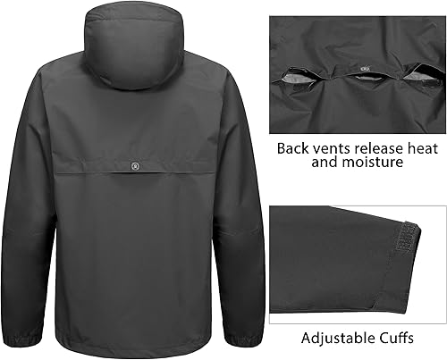 Miniatura 3 de Little Donkey Andy Men's Waterproof Rain Jacket Outdoor Lightweight Rain Shell Coat for Hiking, Golf, Travel