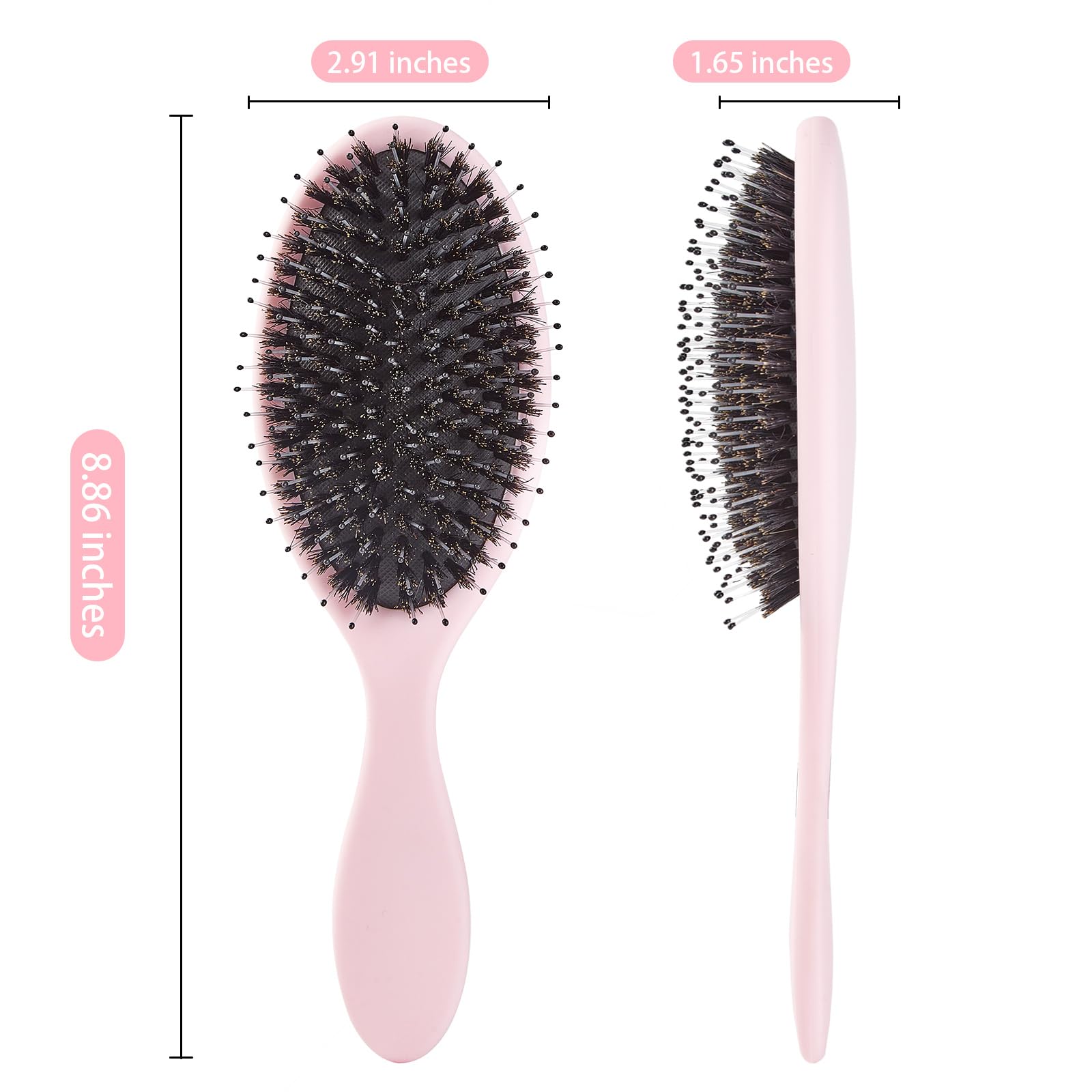 Wildschweinborsten, Haarbürste für Damen und Herren, Entwirrende Haarbürste für glättende Massage, fügen Sie Glanz hinzu, Nylon und Wildschweinborsten, Entwirrbürste für gesundes Haar (1