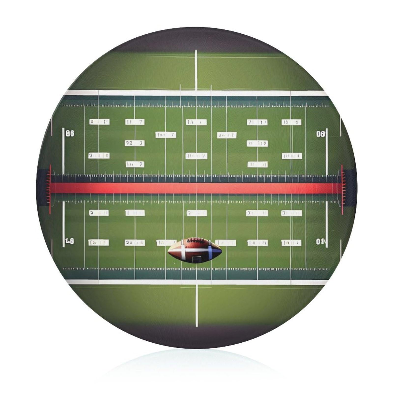 Planche à découper ronde en verre football américain pour la cuisine de 30 cm