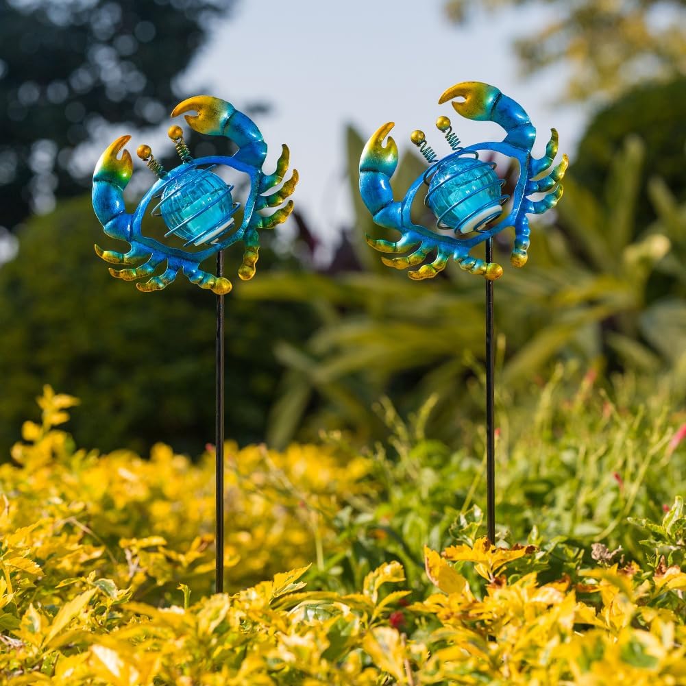 Outdoor Garden Solar Lights,Crab Outdoor Figurine Lights with Stakes,Waterproof Decorative Solar Decor for Patio,Yard,Lawn,Decorative Garden Stakes Present for Mom Women