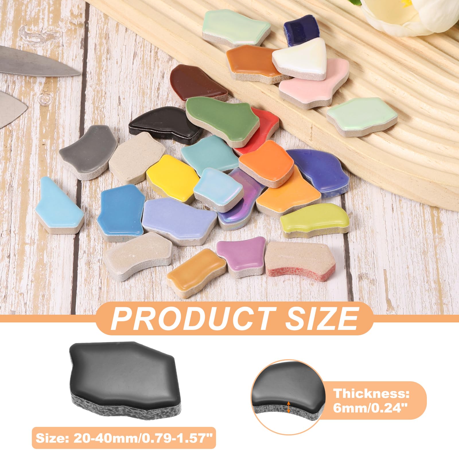 PATIKIL 250g/0.55LB Irregular Ceramics Mosaic Tiles - Image 2