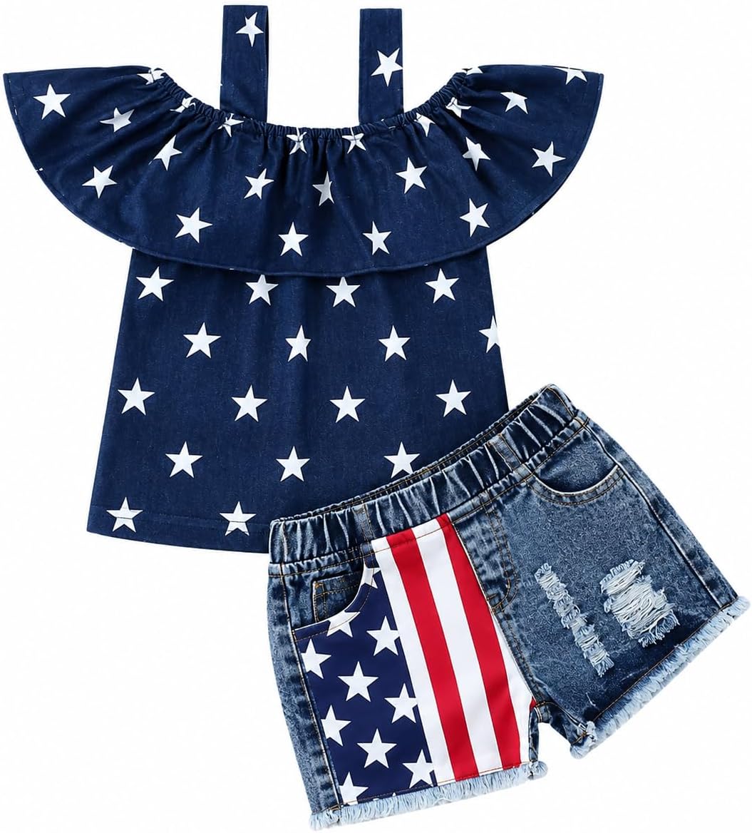 4th of July Outfits for Girls Patriotic Summer Clothes Set Girl Independence Day Outfit