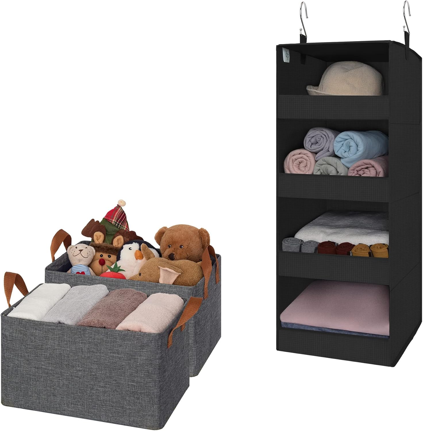 GRANNY SAYS Bundle of 2-Pack Toy Boxes & 1-Pack Hanging Closet Organizer