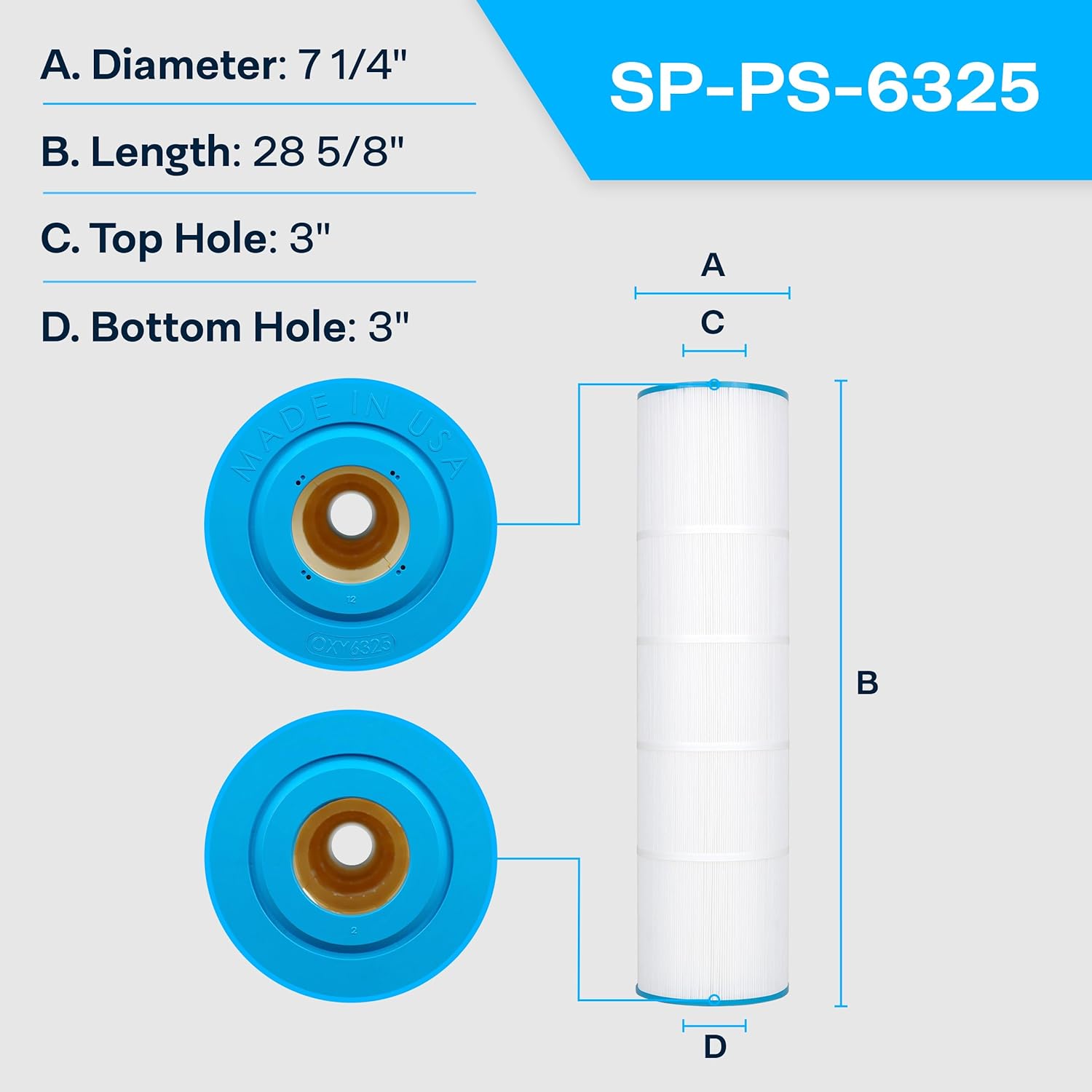 SpiroPure Replacement for Unicel C-7303 Pleatco PAE150 Filbur FC-6325 Advantage Electric ELE-150 Hot Tub Spa Pool Replacement Cartridge
