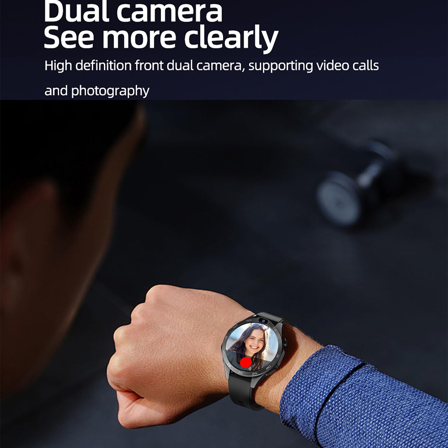 Orologio con Schermo Rotondo da 1,85 Pollici, Orologio 4G con Schermo Grande E Doppia Fotocamera HD, Supporta Videochiamate, Posizionamento GPS per Android 9.0, Scarica Varie App