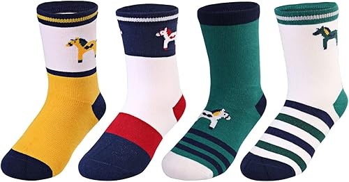 Harrison Howard Calcetines de algodón transpirables y cómodos con patrón de caballo para niños, perfectos para niños ecuestres activos, 4