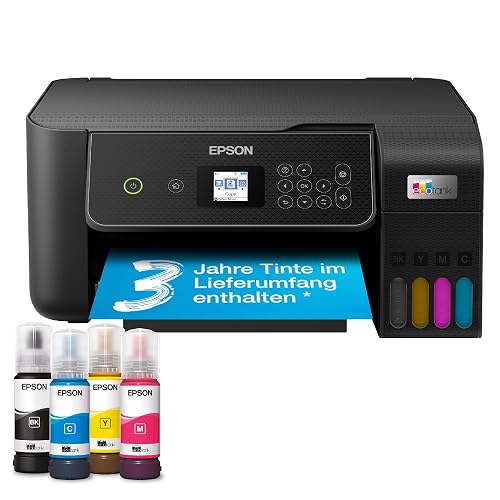 Epson EcoTank ET-2870 Tintentankdrucker | für vielbeschäftigte Haushalte | WLAN | A4 | Drucken, Kopieren, Scannen | 3.7 cm LCD-Display | inkl. Tinte für bis zu 3 Jahre