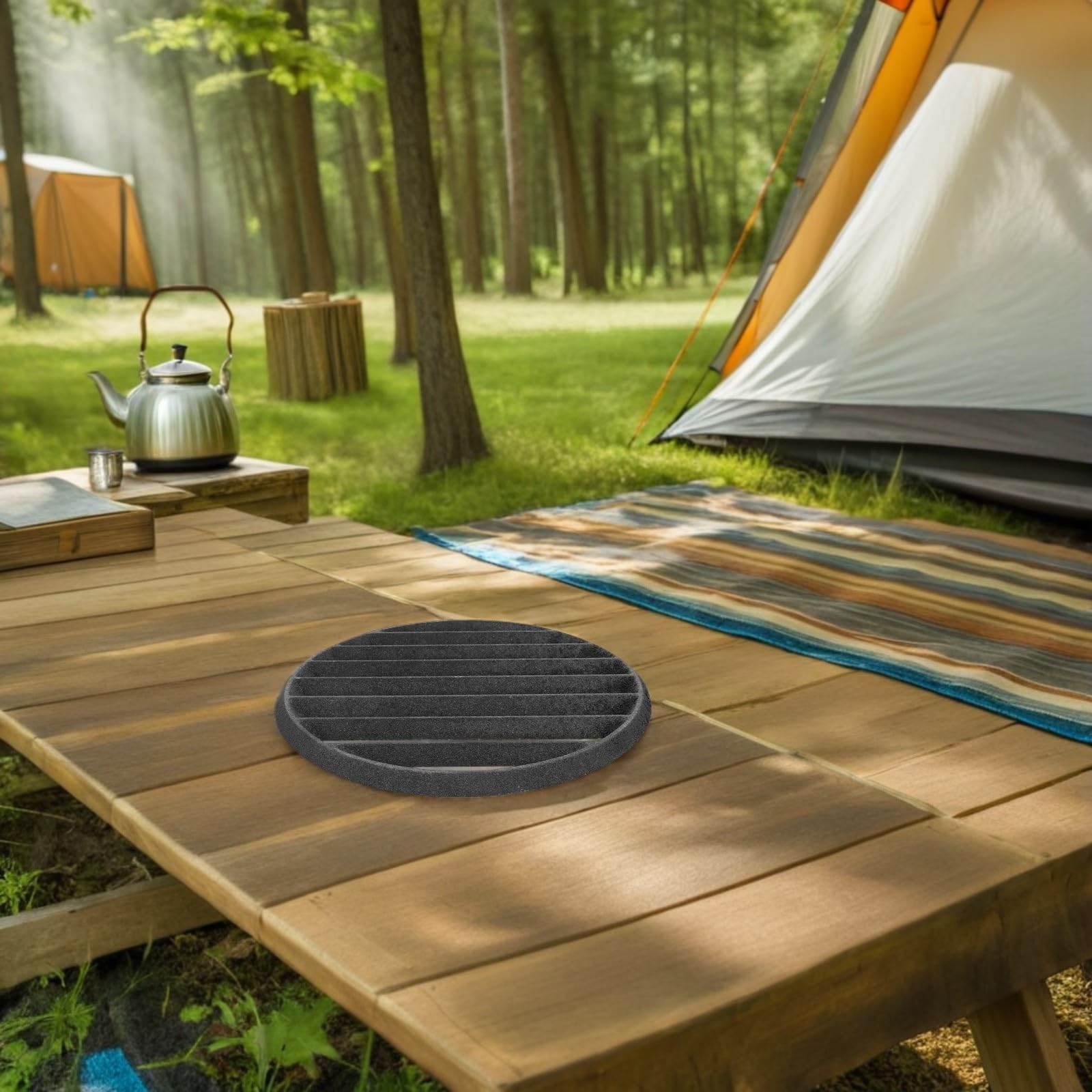 SHINEOFI Grillrost als Praktisches Grillzubehör Gusseiserner Runder aus Robustem Gusseisen mit Asche und Holzkohlerost für Campingausflüge und Familienfeiern