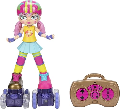 Miniatura 3 de Rock N Rollerskate Muñeca Rainbow Riley con control remoto iluminado - Reproduce música y patines 10 pulgadas de alto Rayo Luna, Rainbow Riley