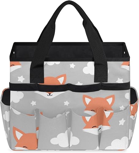 Miniatura 2 de Cartoon Animal Fox Garden Tool Tote Bag for Women Men Gardening Tool Storage Bags with 10 Pockets Standable Garden Home Tool Kits Organizer for