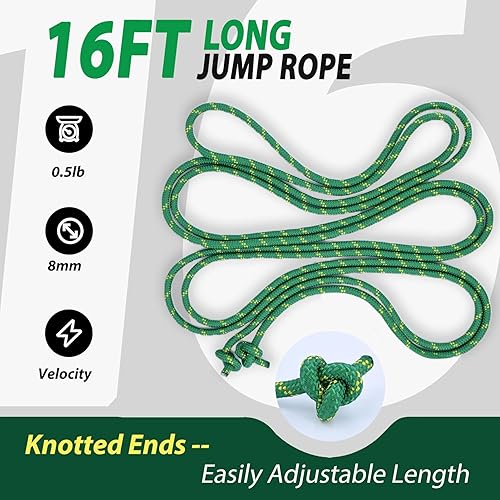 Miniatura 2 de Cuerda de saltar doble holandesa para niños y adultos, juegos familiares, cuerda de saltar ajustable para niños y niñas de 16 pies para saltar al