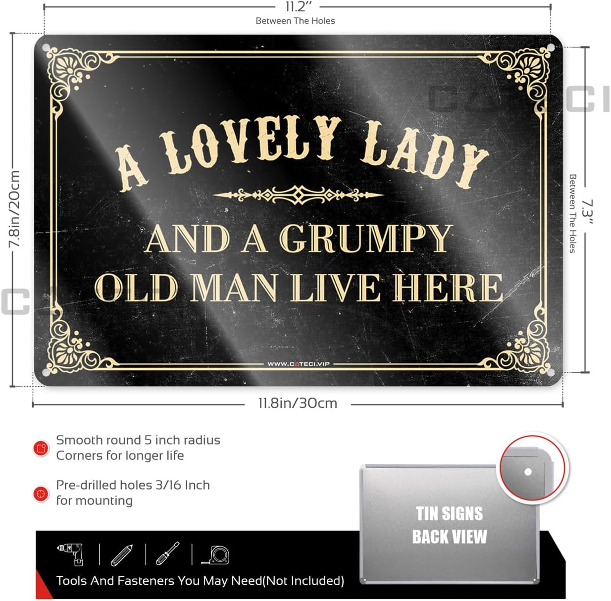 "A Lovely Lady and A Grumpy Old..." 12x16in Metal Sign - Funny Decor image 3