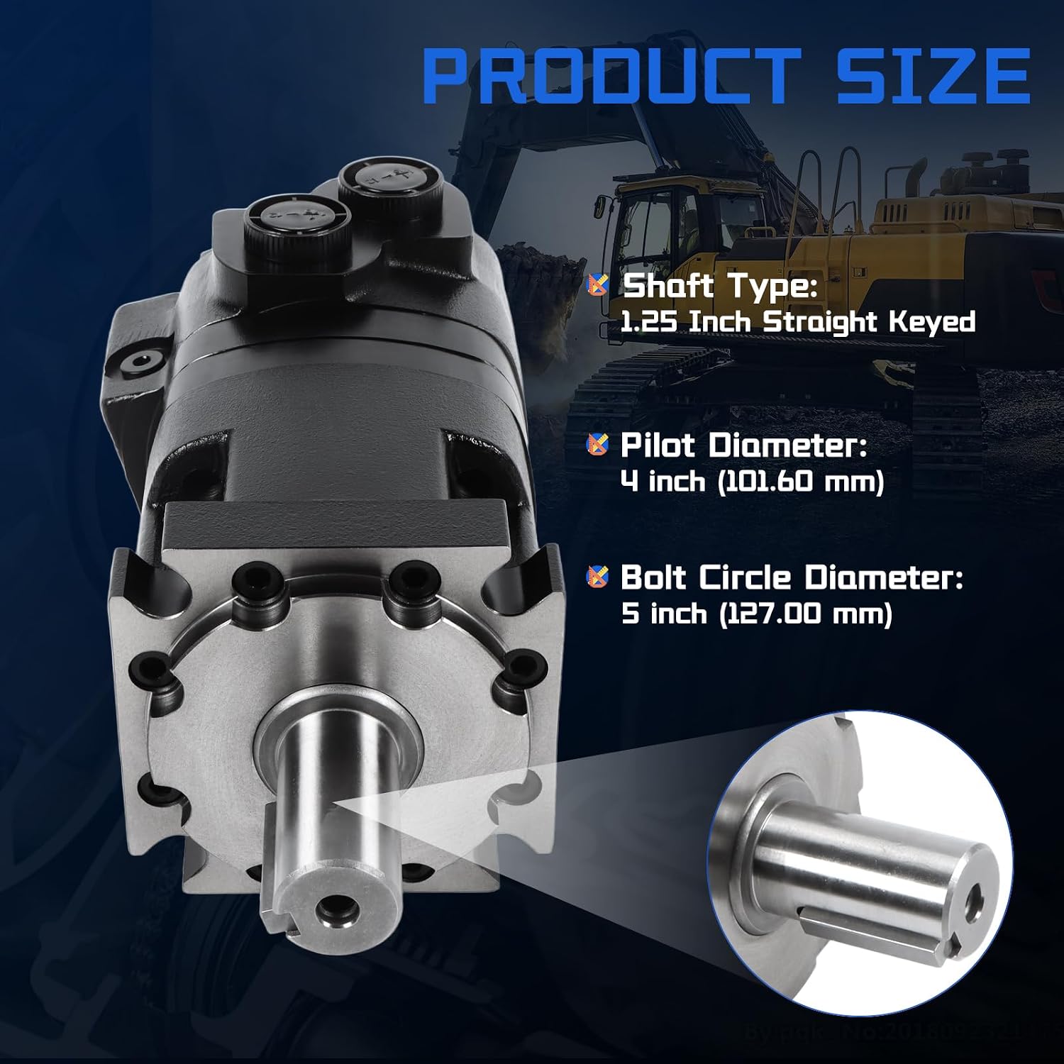 109-1101-006 Hydraulic Motor for Eaton Char-Lynn 4000 Series | 7.95 cu in/rev Displacement, 4-Bolt SAE-B Mount 1.25 Inch Keyed Shaft, 722 RPM 3000 PSI Disc Valve Geroler Hydraulic Motor