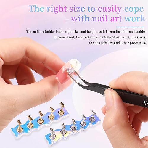 Miniatura 13 de ANGNYA Soporte para uñas a presión, 2 juegos de soportes para uñas Aurora para pintar uñas a presión con 96 piezas de masilla adhesiva reutilizable
