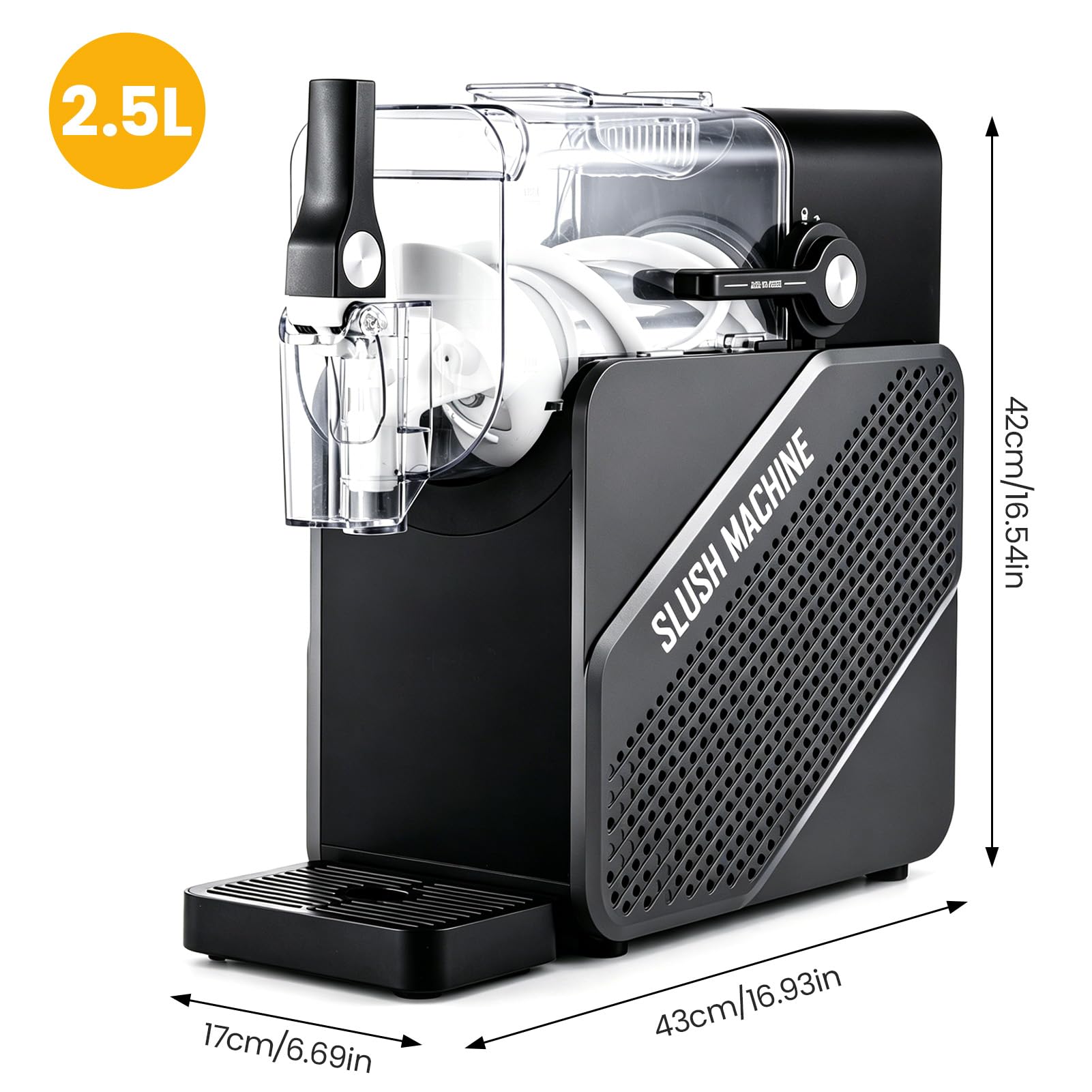 Machine à glace pilée de 2,5 litres, idéale pour les boissons glacées et les milkshakes, avec 5 programmes préréglés et une fonction d'auto-nettoyage