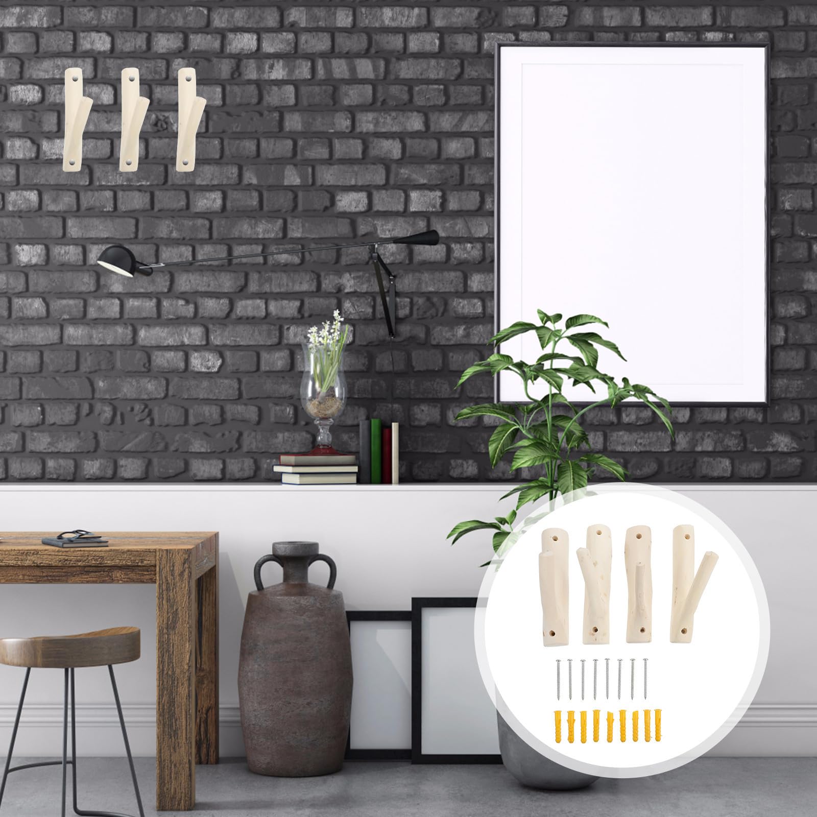 6 Piezas Gancho de Pared Forma de Rama de Árbol de Madera Natural para Decoración del Hogar, Diseño Creativo y Delicado, Adecuado para Colgar Abrigos sin Dañar la Ropa