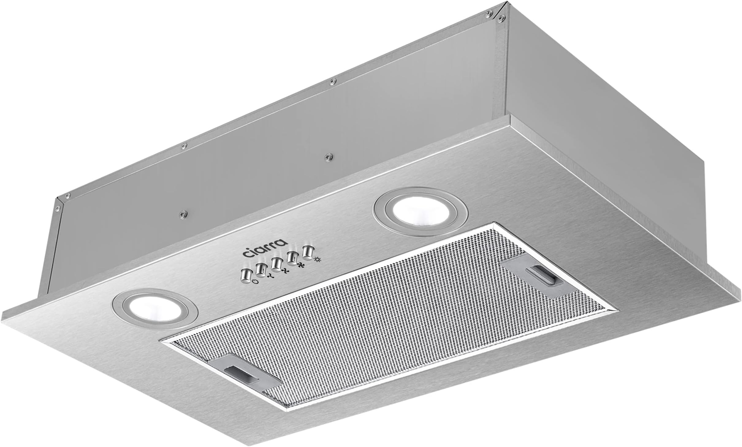 Ciarra CBCS5913A Built-In Extractor Hood - 300 m³/h - 52 cm - Drain or Recycling - Carbon Filter Not Included - 3 Speeds - LED Lighting - Stainless Steel