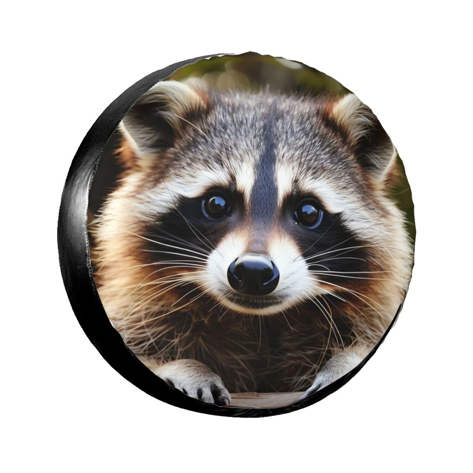 Cute Raccoon Spare Tire Cover for Rv Trailer Camper Truck SUV - Cute Raccoon Animal Wheel Protectors Cover Waterproof Fabric for Travel Camping Outdoor,Universal Fit,16 inch