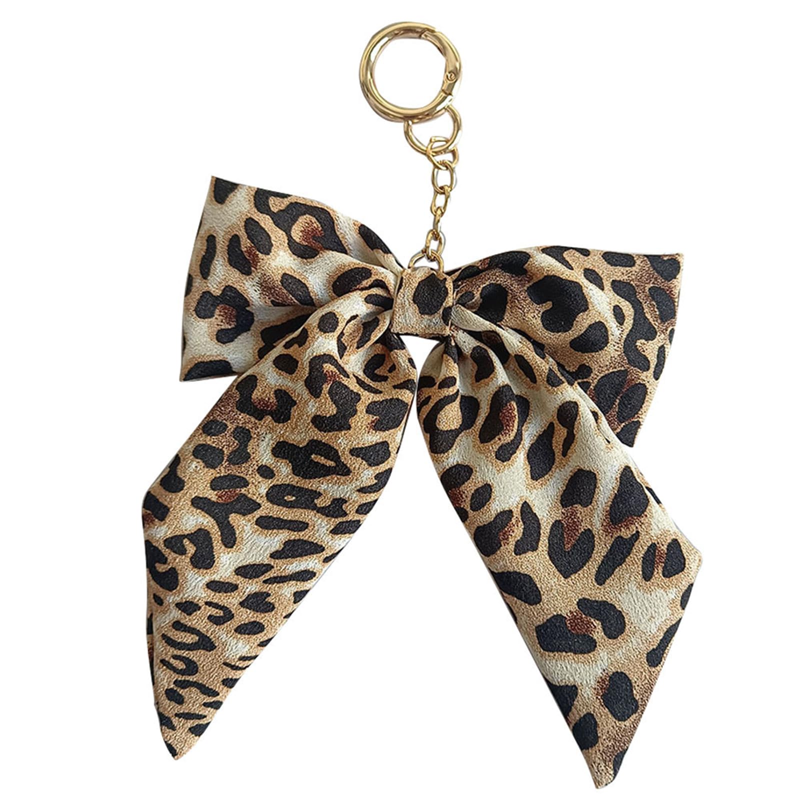 Qiubaoll Leopard Print Bow Bag Charm, Fashionable Women's Keychain Accessory for Handbags, Backpacks & Keys (Leopard Print)