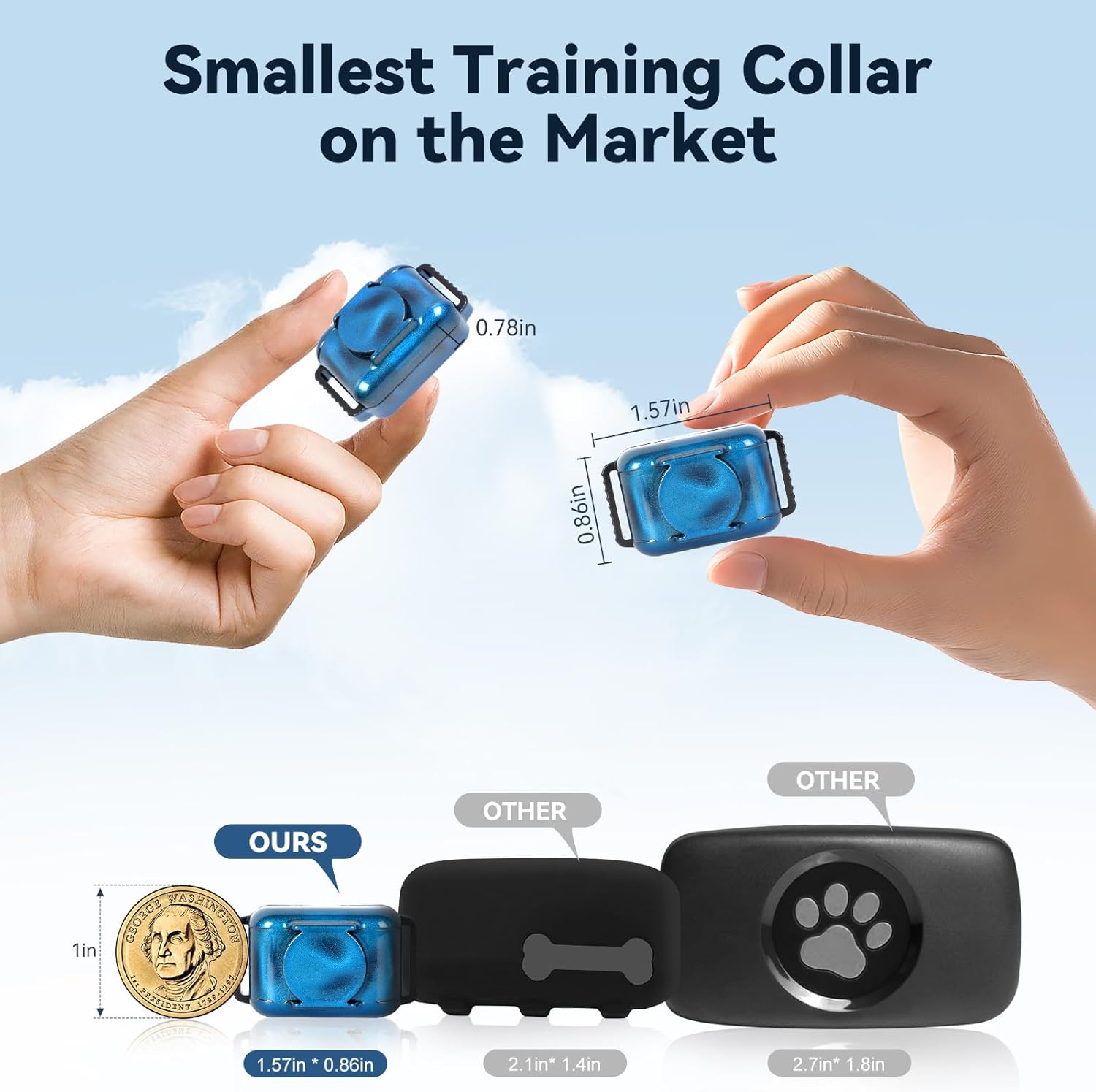 Shock Collar for Small Dogs，Tiniest and Lightest Dog Training Collar with 2000ft Remote，Tailored Small Dog Shock Collar 5-15 Pounds，Beep，Vibration and Safe Shock，0-99-Level Precise Adjustment，Blue