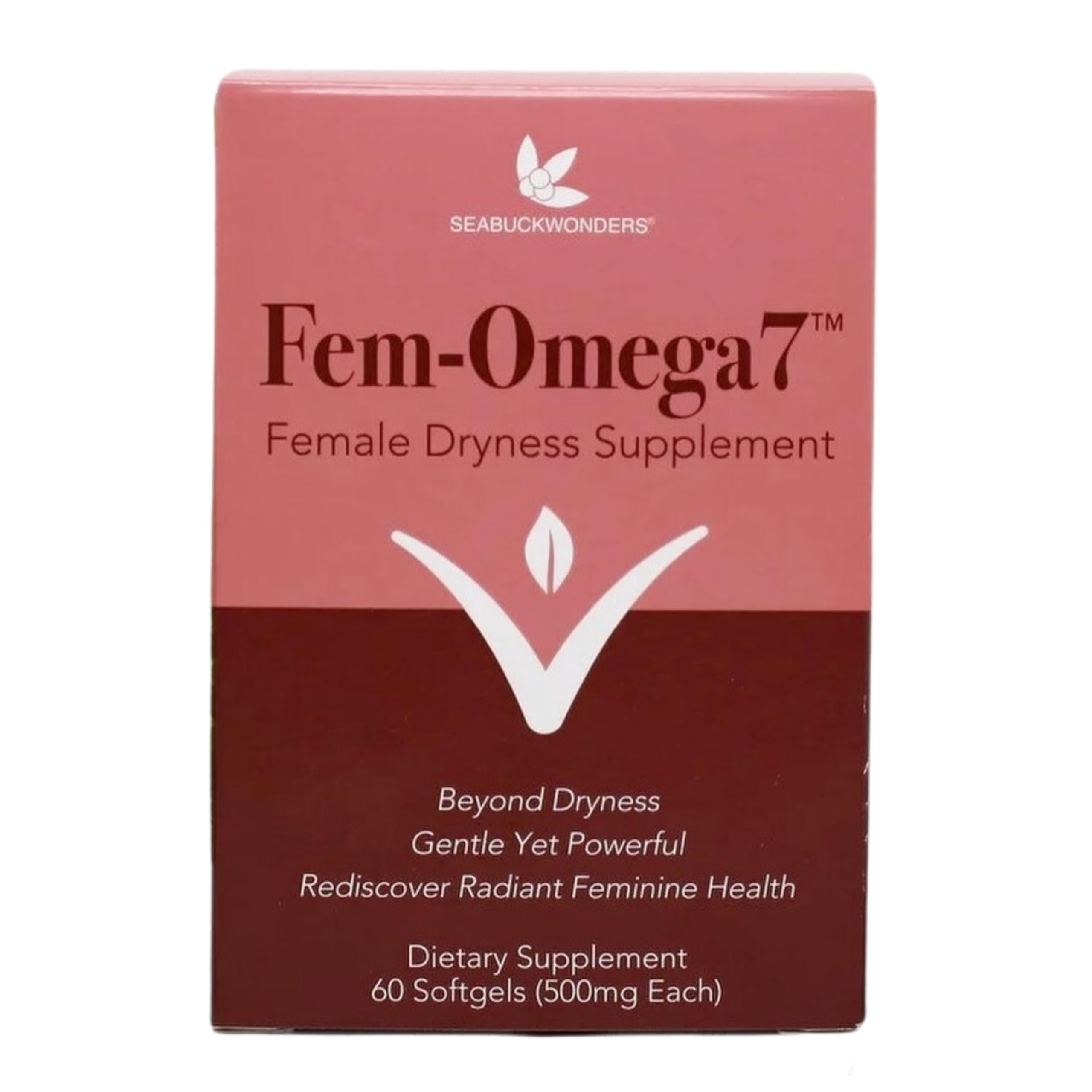 SeabuckWonders Organic Fem-Omega7 Vaginal Moisture Support Softgels, 60 Count, 30 Day Supply, Sea Buckthorn Oil Vaginal Moisturizer, Supports Female Dryness, Feminine Care