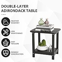 Vista 4 de Sundale Outdoor Mesa auxiliar pequeña, para todo tipo de clima, pequeña Adirondack de polietileno de alta densidad resistente al agua de 2 niveles