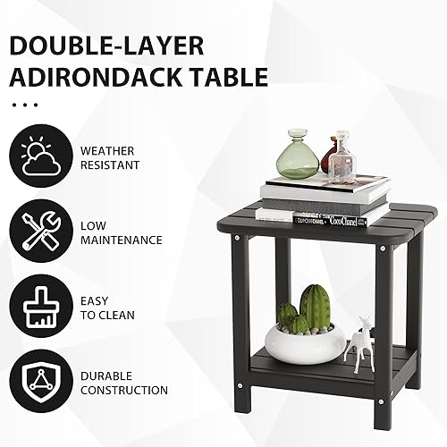 Miniatura 4 de Sundale Outdoor Mesa auxiliar Adirondack pequeña de 18 x 15 pulgadas, para todo tipo de clima, mesa auxiliar Adirondack de polietileno de alta