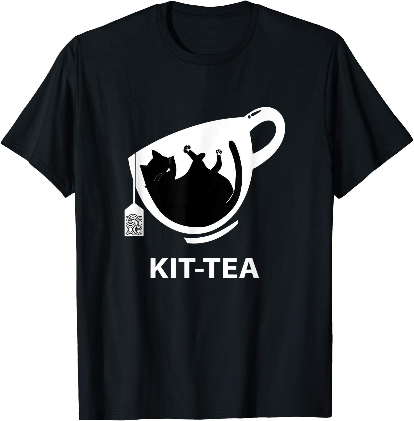 Kit-Tea A cute black cat with tea funny cat lovers black cat T-Shirt