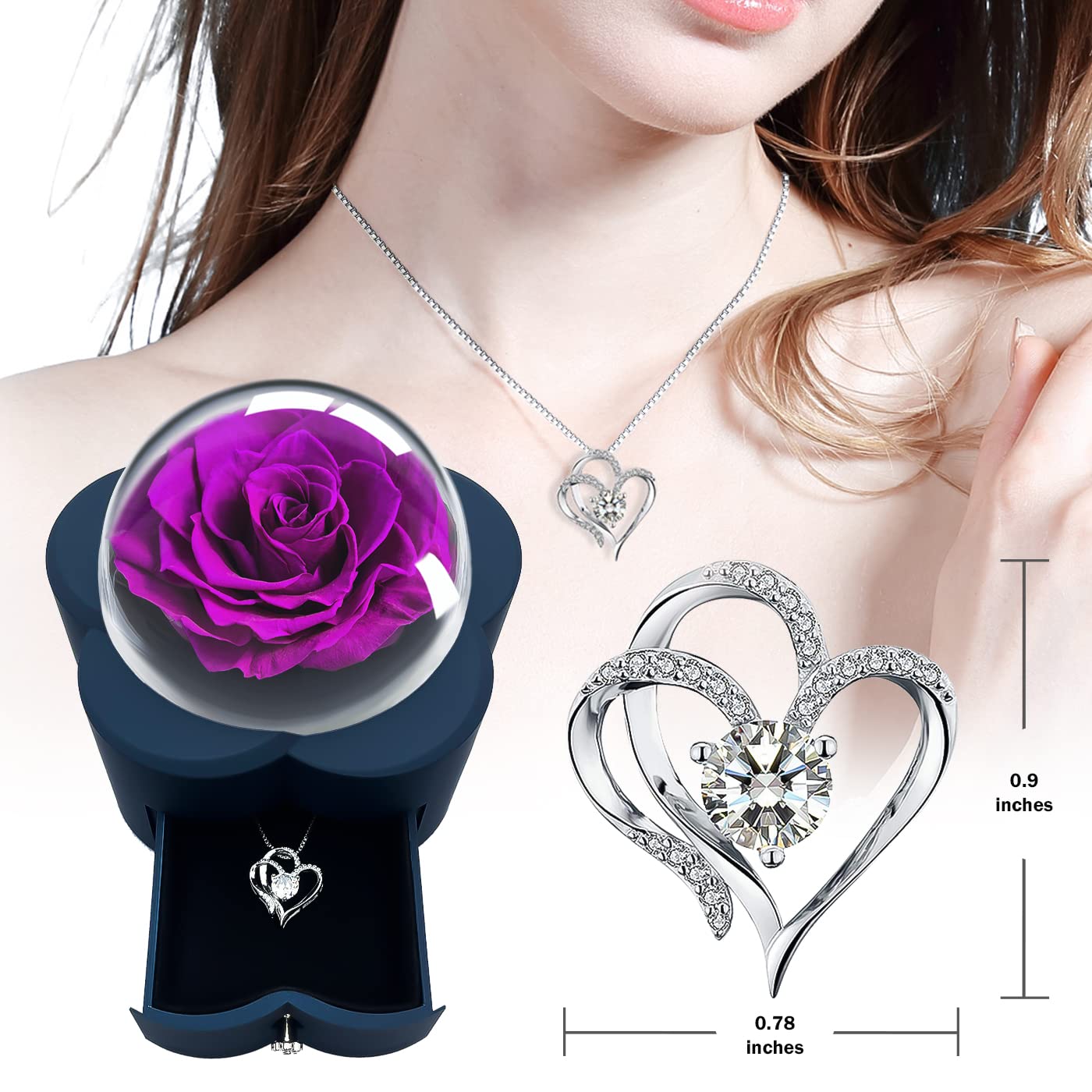 New プリザーブドフラワー薔薇入りネックレス　濃いパープル　レジン プリザーブドフラワー薔薇入りネックレス レジン - メルカリ New