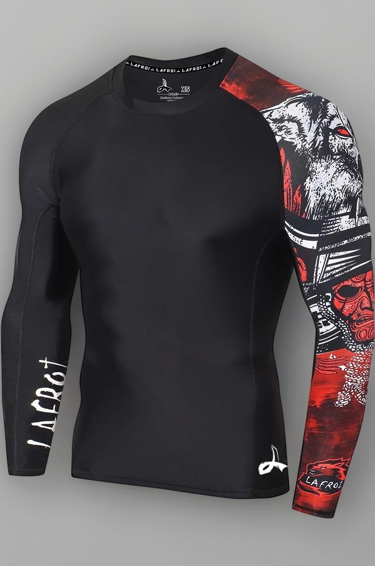 LAFROI Men's Long Sleeve UPF 50+ Baselayer Skins Performance Fit Compression Rash Guard-CLYYB