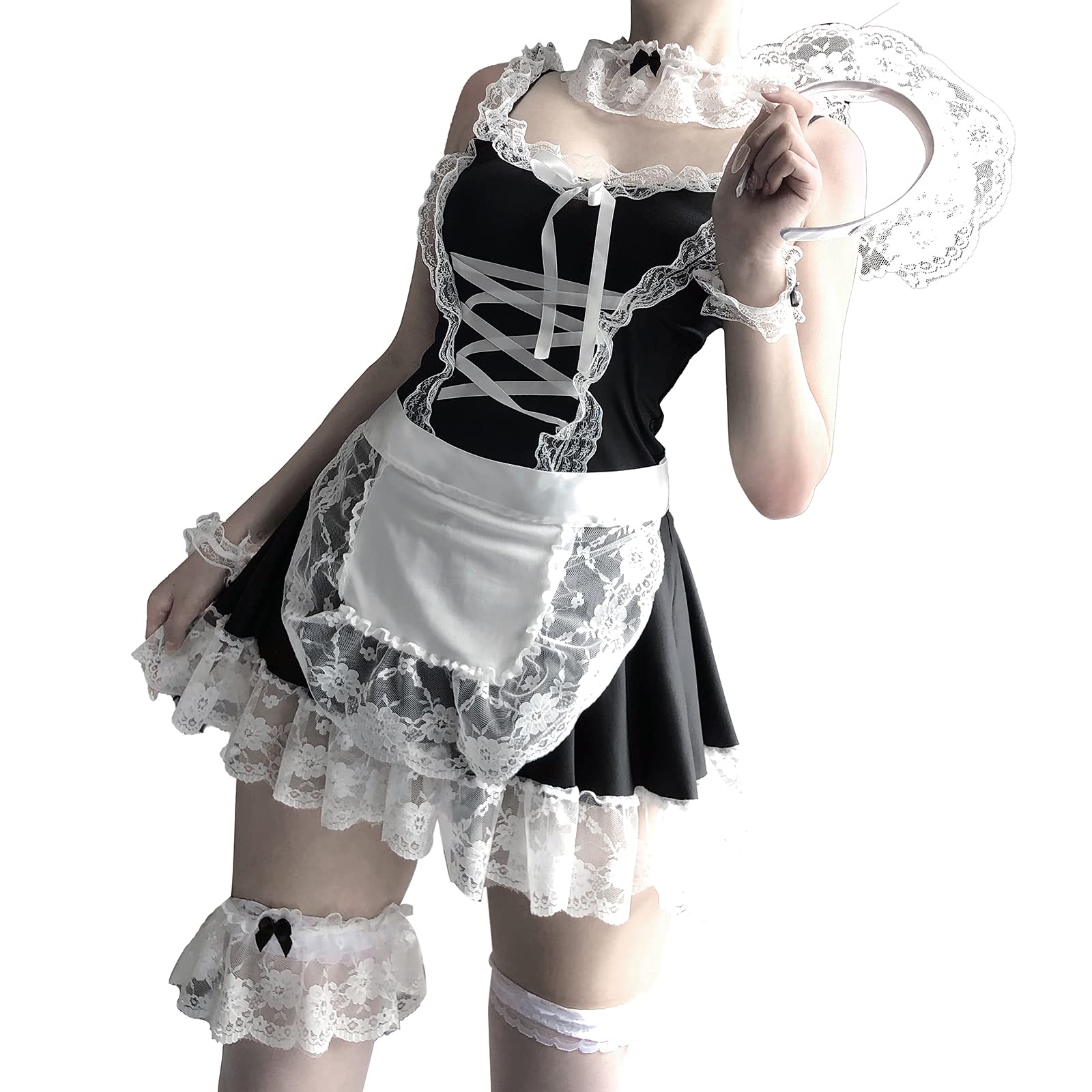 Maid Dress Halloween Costume Maid Outfit Cosplay Maid Costume Sexy and Stockings