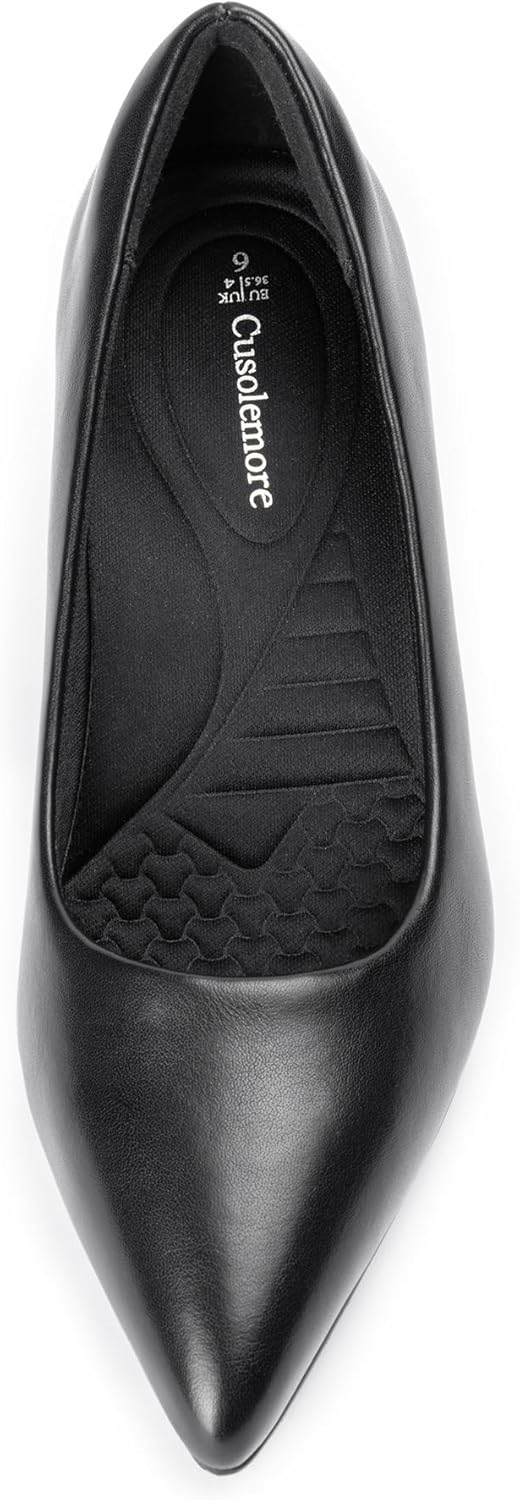 Heels for Women with Arch Support, Low Chunky Block Closed Toe Heels,Comfortable Pointed Toe Dress Office Slip on Pumps Shoes - Image 5