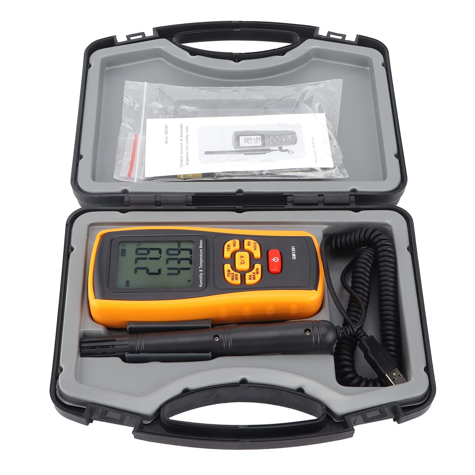 GM1361 Electronic Thermometer Hygrometer High Accuracy Handheld Temperature Humidity Meter with K-Type Thermocouple for Industry & Laboratory